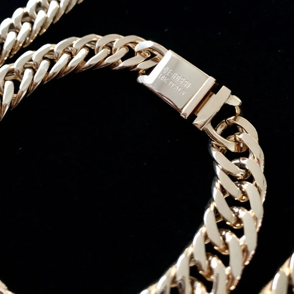 DOUBLE MIAMI CUBAN LINK BRACELET 18K GOLD MADE IN ITALY *LIFETIME WARRANTY*